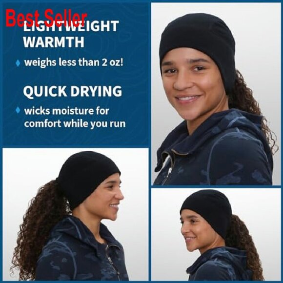 Merino Wool Ponytail Beanie Winter Hat Runners Hiking Activewear Chic main image 6